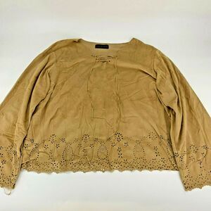 Shop The Trends Women's Blouse Eyelet Lace Up Chest Bell Sleeve Size Medium